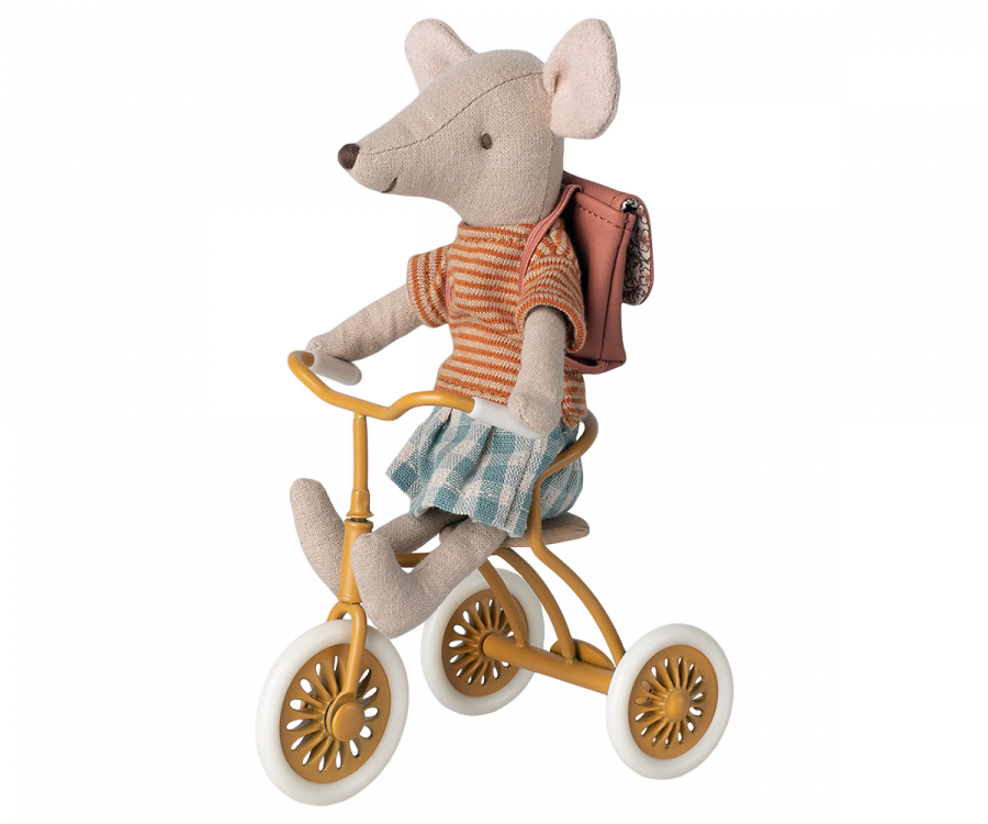 Maileg- Abri à tricycle, Mouse - Ocher/ tillbehör