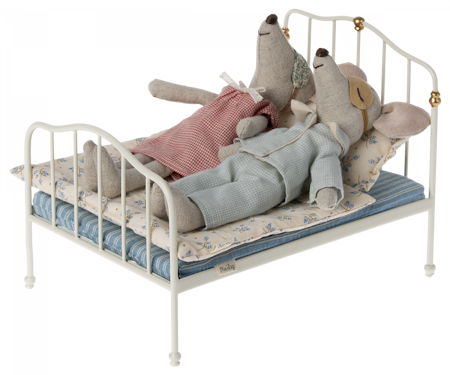 Maileg- Bed, Mouse - Off white/ tillbehör