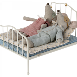 Maileg- Bed, Mouse - Off white/ tillbehör