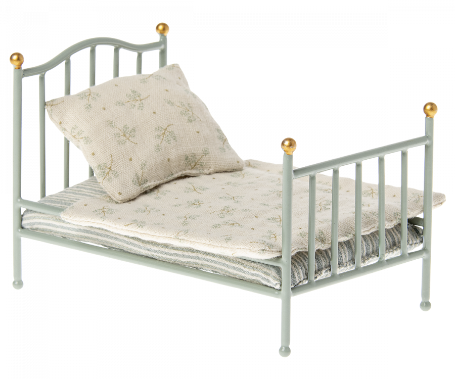 Maileg- Vintage bed, Mouse - Mint/ tillbehör