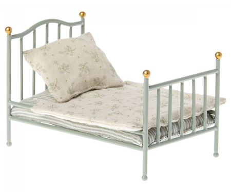 Maileg- Vintage bed, Mouse - Mint/ tillbehör