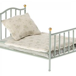 Maileg- Vintage bed, Mouse - Mint/ tillbehör