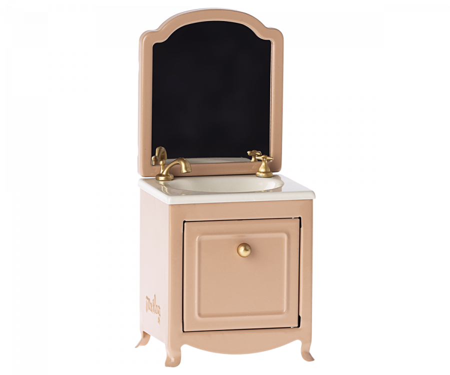 Maileg- Sink dresser w. mirror, Mouse - Dark powder/ tillbehör