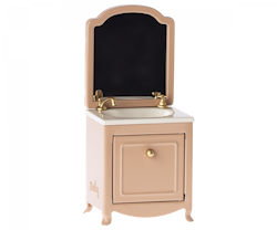 Maileg- Sink dresser w. mirror, Mouse - Dark powder/ tillbehör