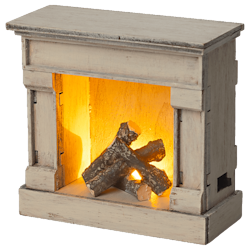 Maileg- Miniature fireplace - Off-white/ tillbehör