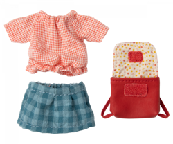 Maileg- Clothes and bag, Big sister mouse - Red/ tillbehör