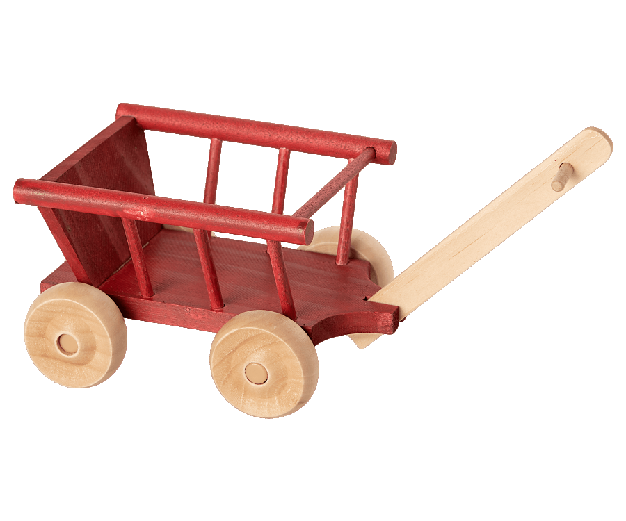 Maileg- Wagon, Micro - Dusty red/ tillbehör