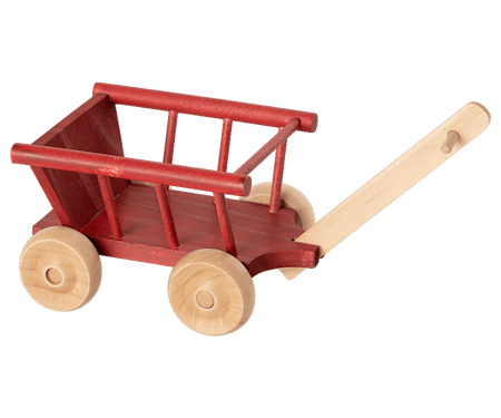 Maileg- Wagon, Micro - Dusty red/ tillbehör