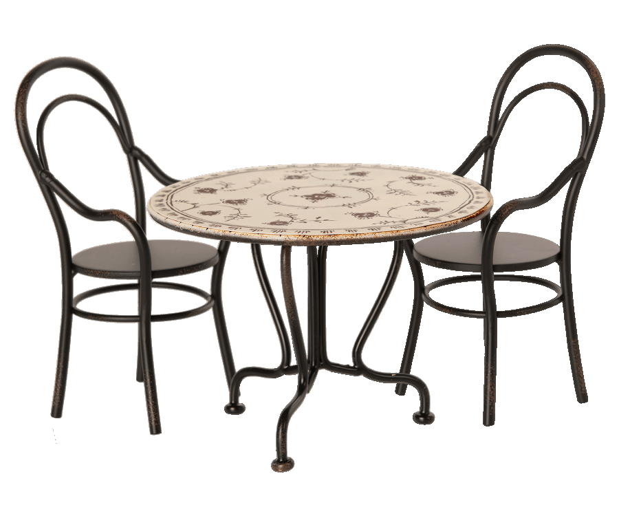 Maileg- Dining table,Set with 2 chairs/ tillbehör