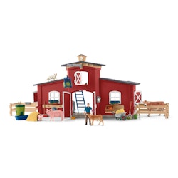 Schleich Farm World Red Barn with Animals and Accessories/  Bondgård med tillbehör.