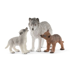 Schleich Wild Life Mother Wolf With Pups/ Vargfamiljen