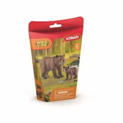 Schleich Wild Life Grizzly Bear Mother With Cub/ Björnfamiljen