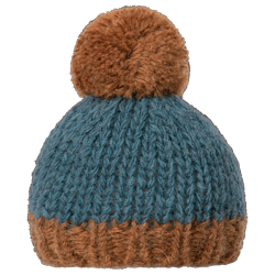 Maileg- Best friends, Knitted hat-Petrol/brown/gosedjur