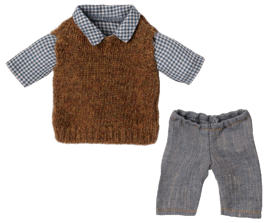 Maileg- Shirt, slipover and pants for Teddy dad/ tillbehör