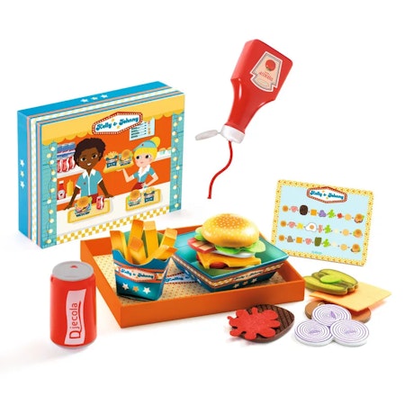 Djeco- Kelly & Johnny - Make burgers with a menu/ kökslek