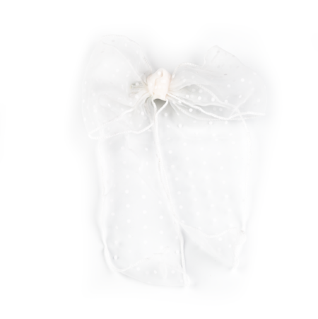Busy Lizzie Hårclip Organza spring dots med rosett- Vit