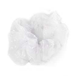 Busy Lizzie Scrunchies ORGANZA - DOTS - WHITE