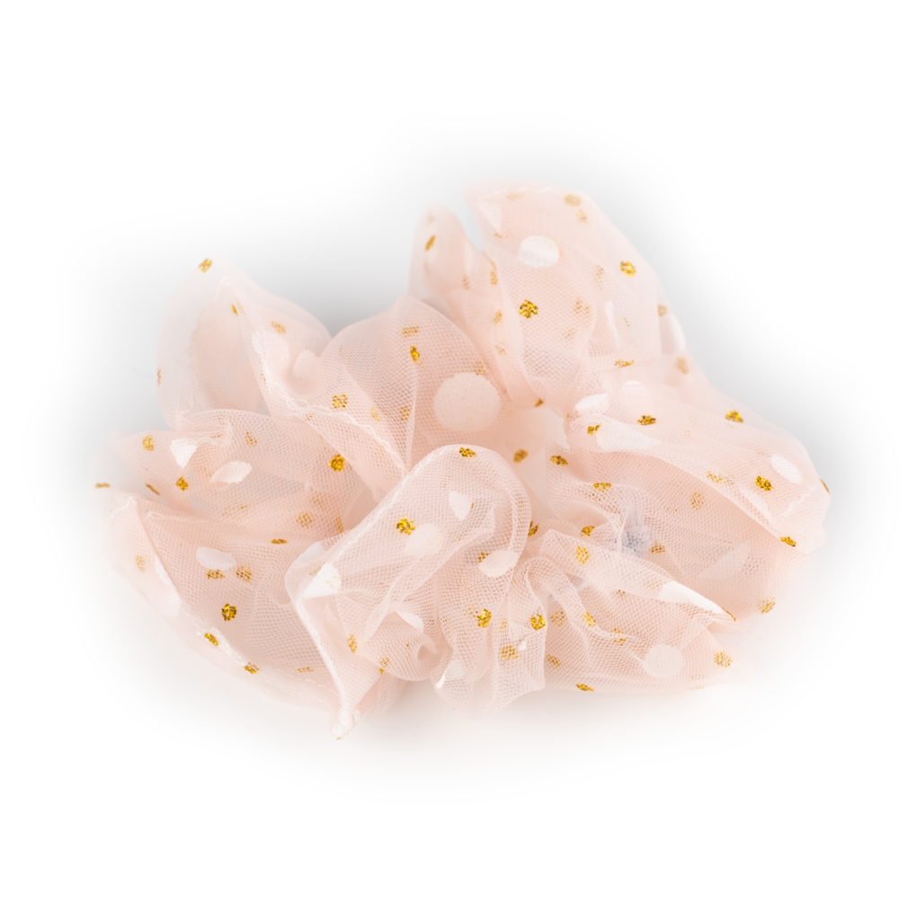 Busy Lizzie Scrunchies ORGANZA - SILVER DOTS - PINK