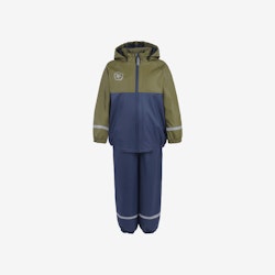 Color Kids - Rain Set / Regn set PU W. Fleece- Dark Olive