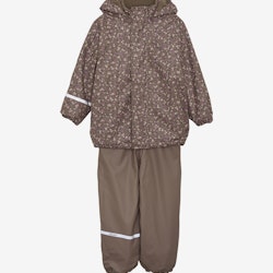 CeLaVi - Rainwear Set -AOP, W.Fleece/ Regnset med fleecefoder- Coffee Quartz