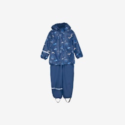 CeLaVi - Rainwear Set -AOP, W.Fleece/ Regnset med fleecefoder- Pageant Blue