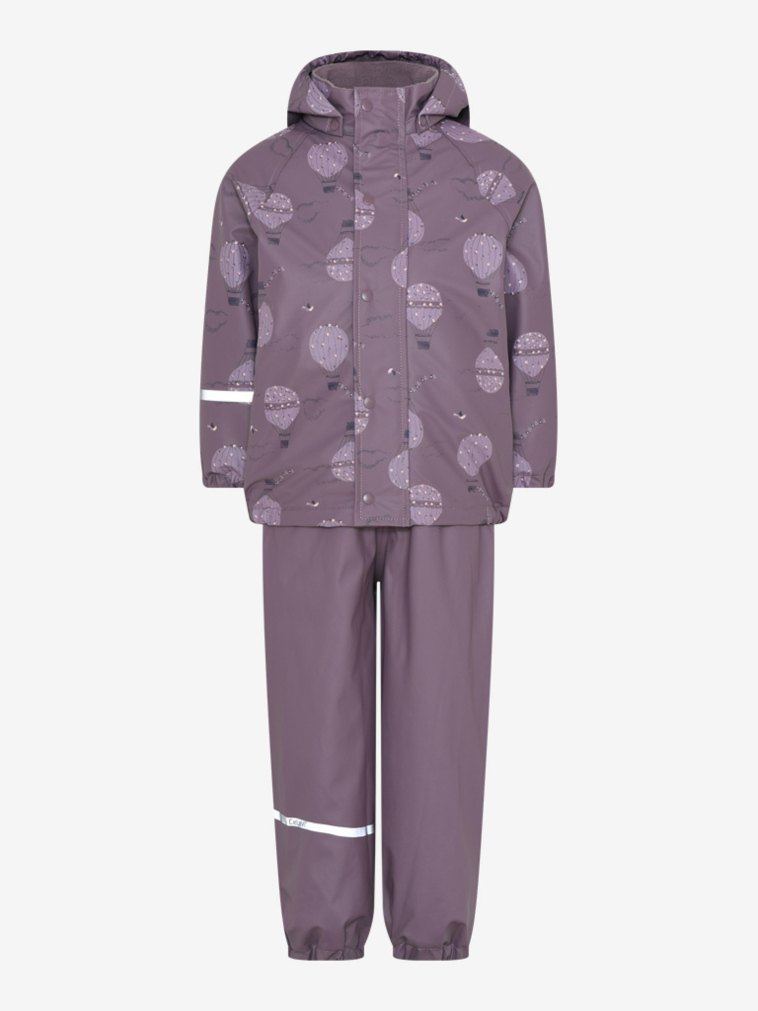 CeLaVi - Rainwear Set -AOP, W.Fleece/ Regnset med fleecefoder- Moonscape