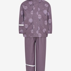 CeLaVi - Rainwear Set -AOP, W.Fleece/ Regnset med fleecefoder- Moonscape