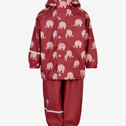 CeLaVi - Rainwear Set Elephant AOP - PU/ Regnset- Rio Red