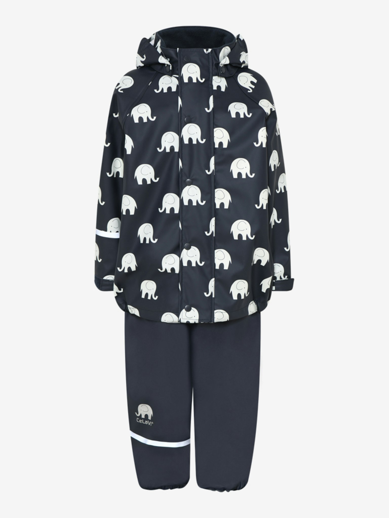 CeLaVi - Rainwear Set Elephant AOP - PU/ Regnset- Dark Navy