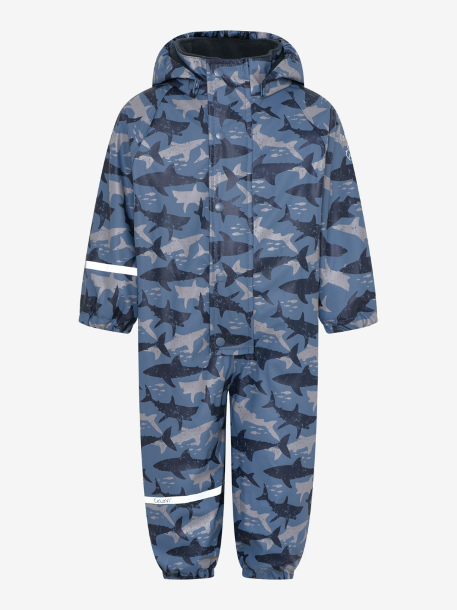 CeLaVi - Rainwear Suit -AOP, W.Fleece/ Regnoverall med fleecefoder- China Blue