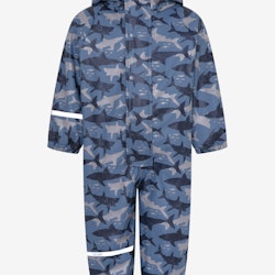 CeLaVi - Rainwear Suit -AOP, W.Fleece/ Regnoverall med fleecefoder- China Blue