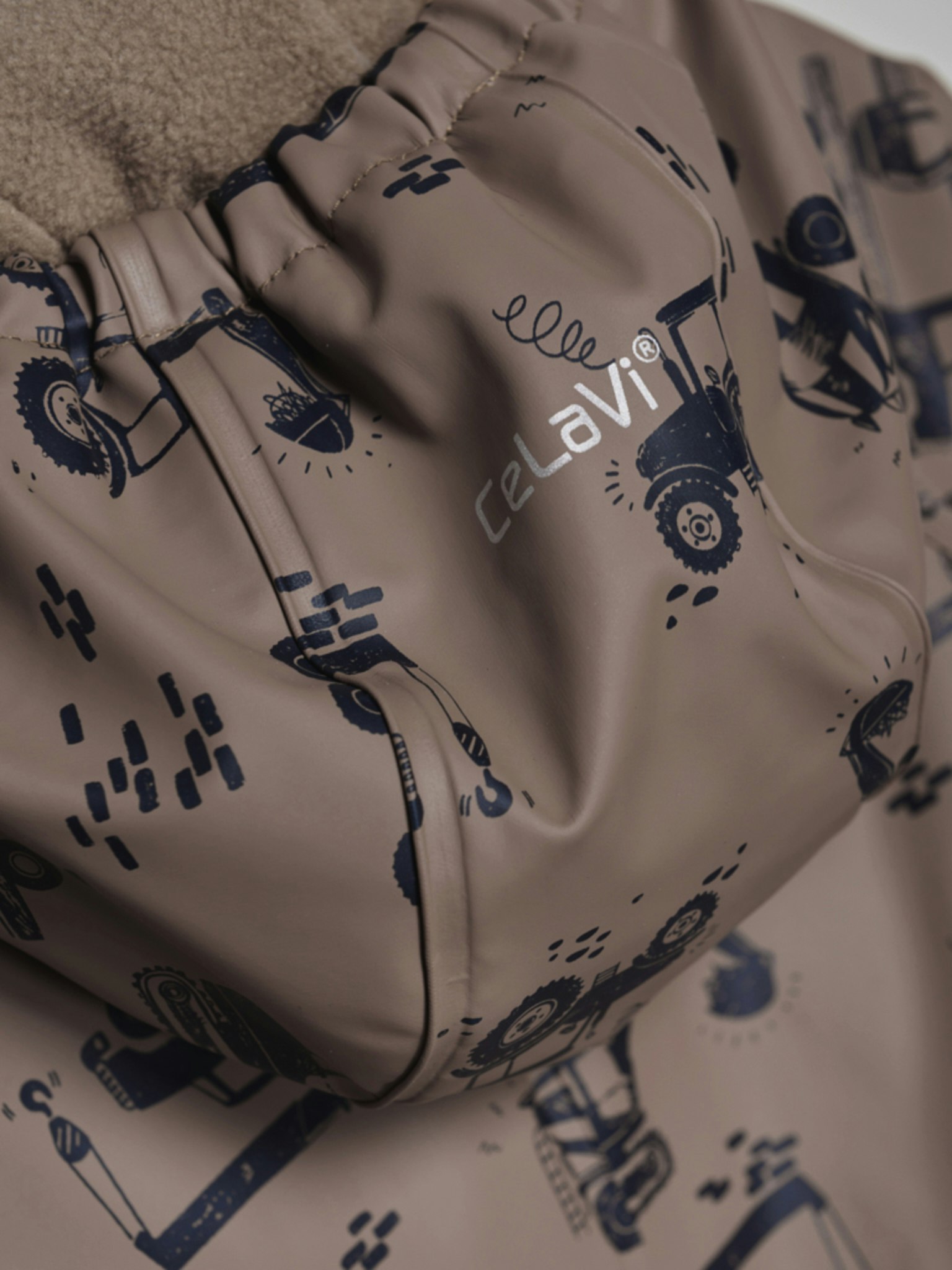 CeLaVi - Rainwear Suit -AOP, W.Fleece/ Regnoverall med fleecefoder- Navy