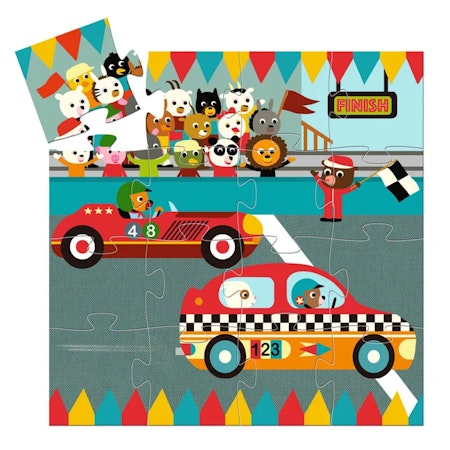 Djeco- The racing car, 16 pcs/ Pussel