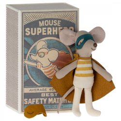 Maileg- Super hero mouse, Little brother in matchbox