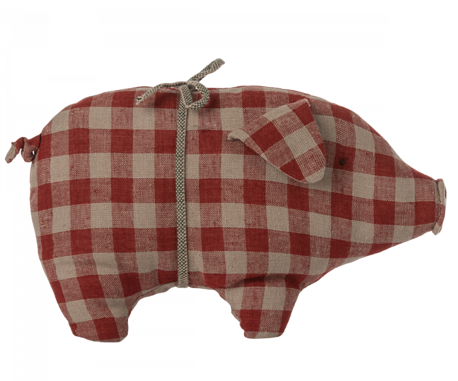 Maileg- Pig, Small - Red check