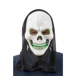 Maskeradkläder LED MASK SCULL W.HOOD GREEN