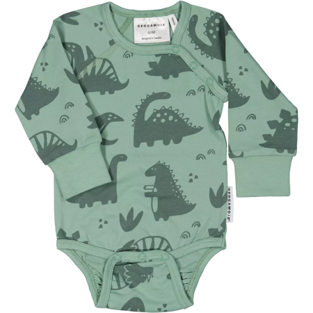 Geggamoja- Body långärmad Bambu Dino Grön