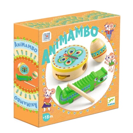 Djeco- Set of Percussions: Tambourine, Maracas, Guiro