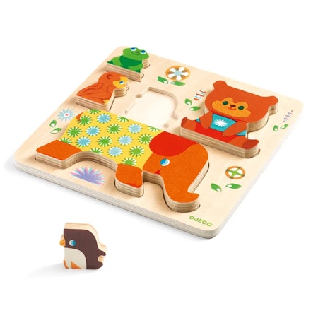 Djeco- Reliefpuzzle, Woodypile, 5 pcs