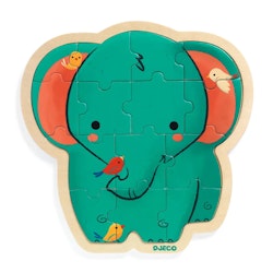 Djeco- Puzzlo Elephant, 14 pcs