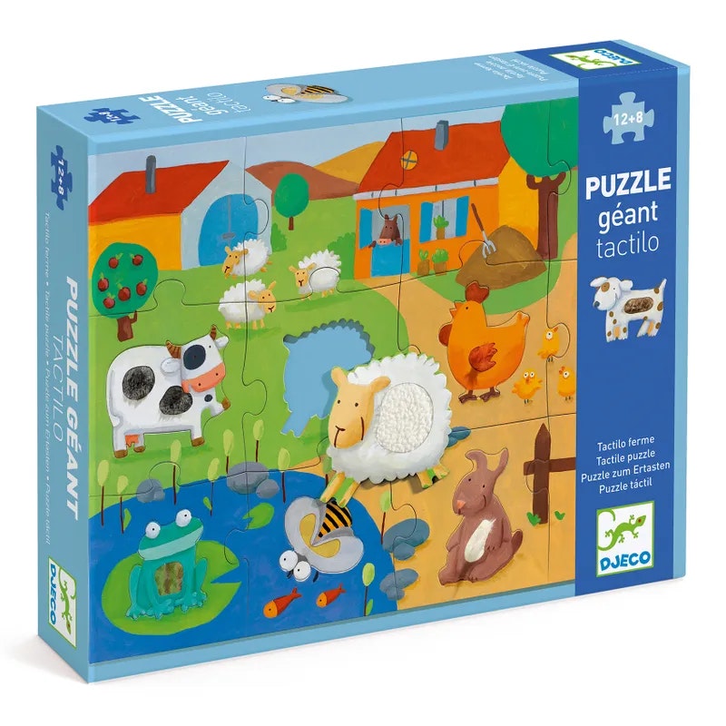 Djeco- Giant puzzles tactilofarm, 20 pcs