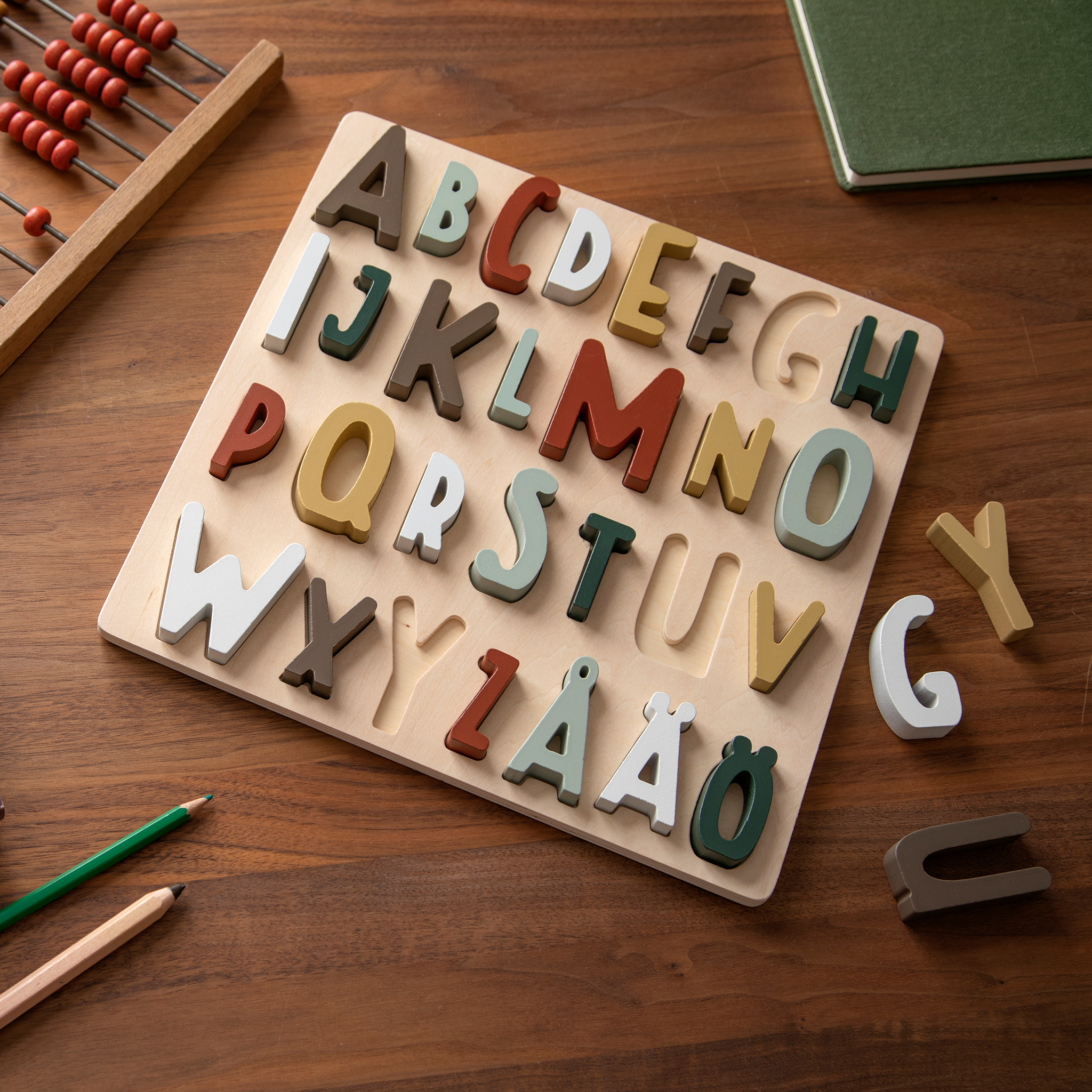 Sebra- Wooden puzzle, Swedish ABC, mixed colours
