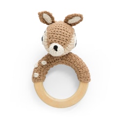 Sebra- Crochet rattle, Dixi on ring, Forest, light brown/skallra
