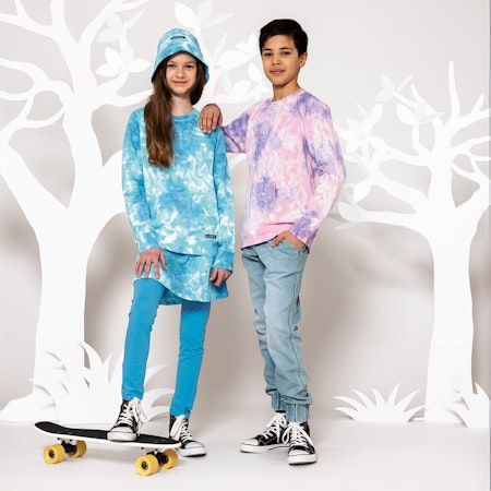 Villervalla- SWEATSHIRT TIE-DYE COLLEGE WEAR LAVENDER/RASPBERRY