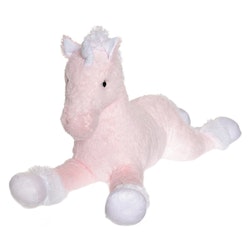 Teddykompaniet- Liggande enhörning, rosa/vit 100 cm
