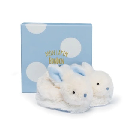 Doudou Et Compagnie- LAPIN BONBON Booties with Rattle, Blue - 0/6 months
