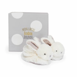 Doudou Et Compagnie- LAPIN BONBON Booties with Rattle, Taupe - 0/6 months