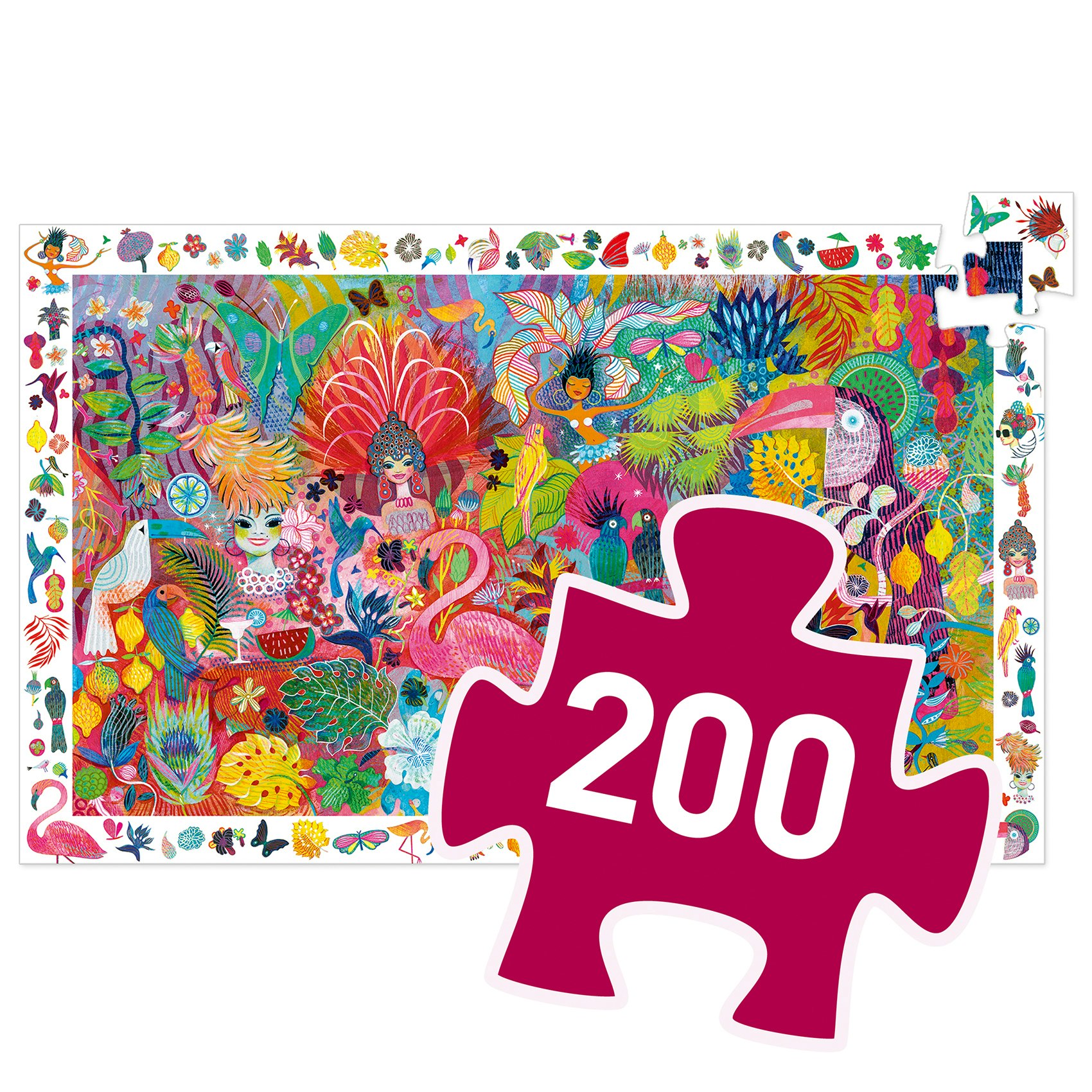 Djeco- Observation puzzle, Rio Carnaval, 200 pcs - FSC MIX