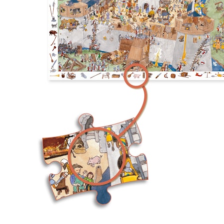Djeco- Observation puzzle, ortified castle, 100 pcs - FSC MIX