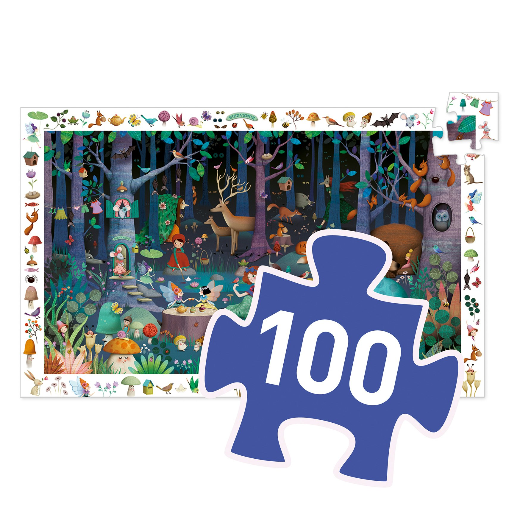 Djeco- Observation puzzle, Enchanted forest, 100 pcs - FSC MIX